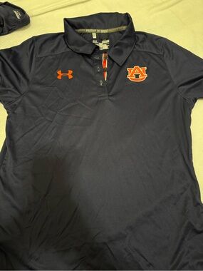Under Armour Navy Polo with Orange Auburn Logo